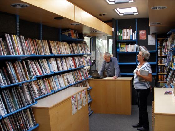Inside the library bus